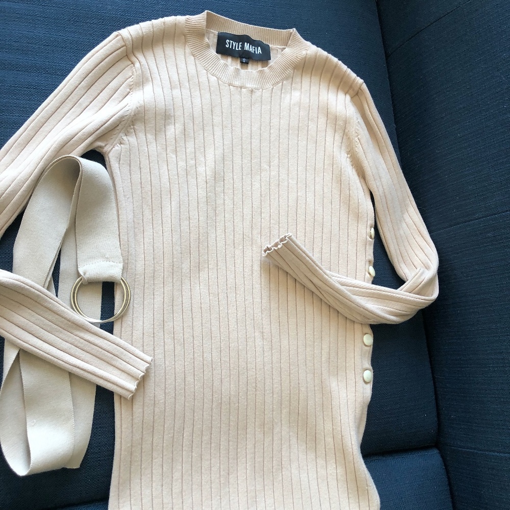 Style Mafia Ribbed Sweater Bodycon Knit Dress S - Picture 6 of 8